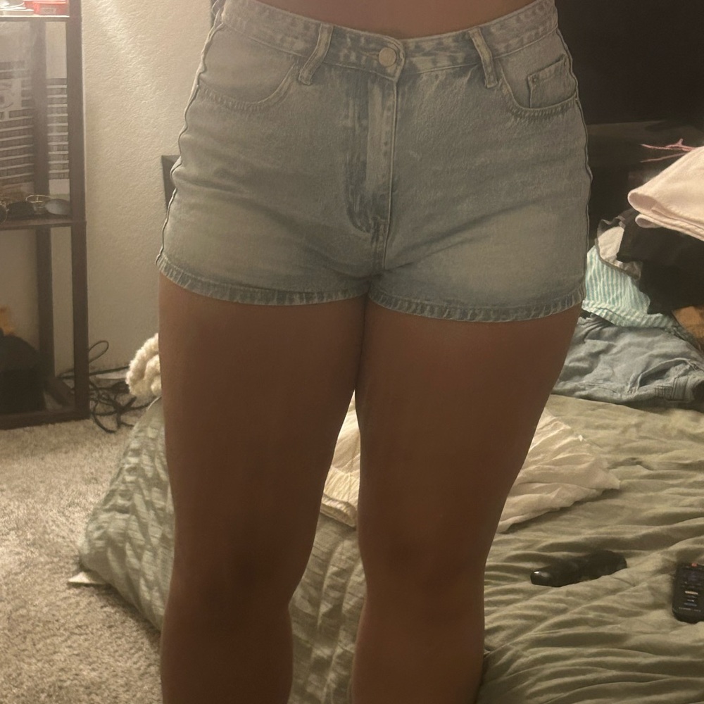 SHEIN Blue Jean Shorts High-Waisted Fitted